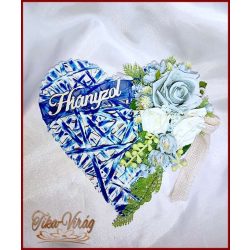 Rusztikus Szív Jég-kék és Fehér rózsa 