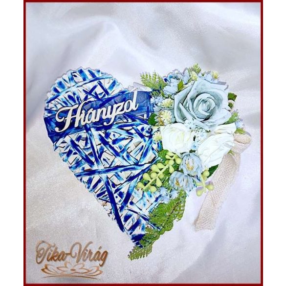 Rusztikus Szív Jég-kék és Fehér rózsa 