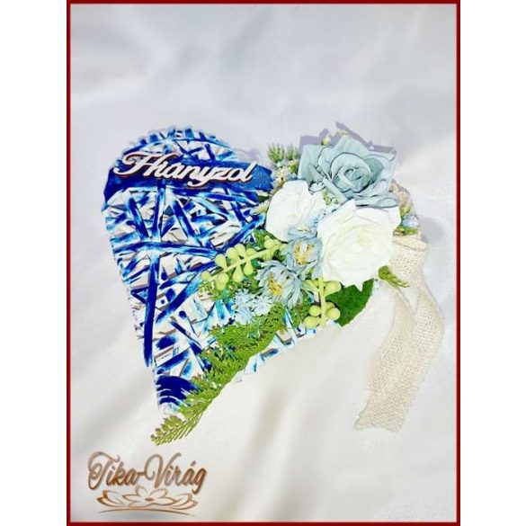 Rusztikus Szív Jég-kék és Fehér rózsa 