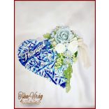 Rusztikus Szív Jég-kék és Fehér rózsa 