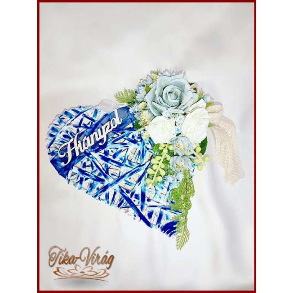 Rusztikus Szív Jég-kék és Fehér rózsa 