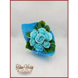 Világoskék rózsák szappan-virág csokor 