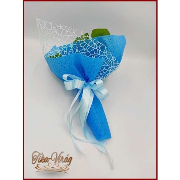 Világoskék rózsák szappan-virág csokor 