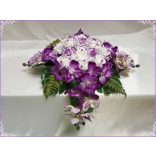 Lila-Fehér Orchideás-Rózsás Örök-asztaldísz 