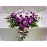 Lila-Fehér Orchideás-Rózsás Örök-asztaldísz 