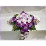 Lila-Fehér Orchideás-Rózsás Örök-asztaldísz 