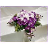 Lila-Fehér Orchideás-Rózsás Örök-asztaldísz 