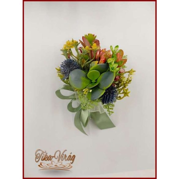 Pozsgás virágokból álló kitűző, bokréta 