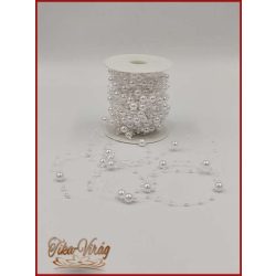   Gyöngy füzér damilon 3/7mm Fehér színű 1 tekercs/ 20 méter 