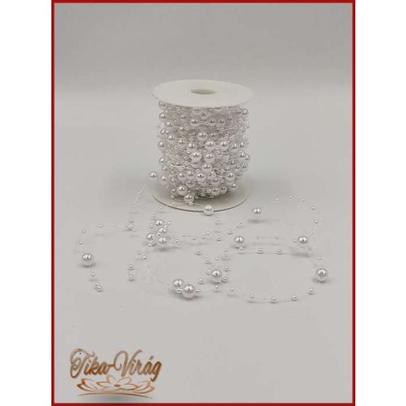 Gyöngy füzér damilon 3/7mm Fehér színű 1 tekercs/ 20 méter 