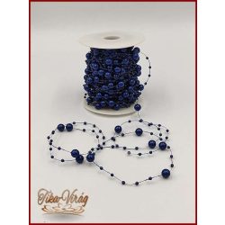   Gyöngy füzér damilon 3/7mm Sötét-kék színű 1 tekercs/ 20 méter 