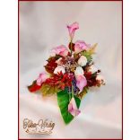 Virágtál Rózsaszín Kálák Ekrü rózsák az Ősz színeivel 