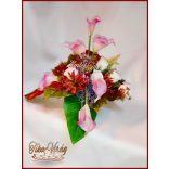 Virágtál Rózsaszín Kálák Ekrü rózsák az Ősz színeivel 