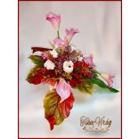 Virágtál Rózsaszín Kálák Ekrü rózsák az Ősz színeivel 