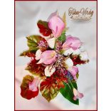 Virágtál Rózsaszín Kálák Ekrü rózsák az Ősz színeivel 