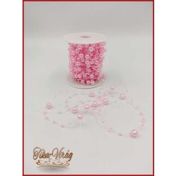   Gyöngy füzér damilon 3/7mm Rózsaszín színű 1 tekercs/ 20 méter 