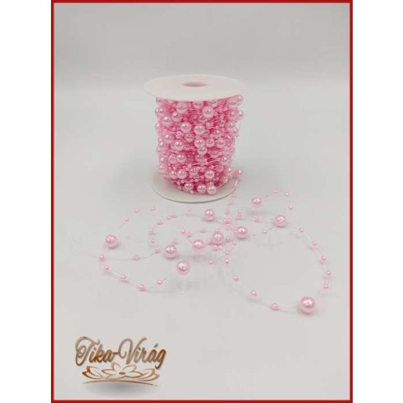 Gyöngy füzér damilon 3/7mm Rózsaszín színű 1 tekercs/ 20 méter 