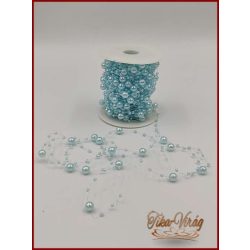  Gyöngy füzér damilon 3/7mm Világos-kék színű 1 tekercs/ 20 méter 