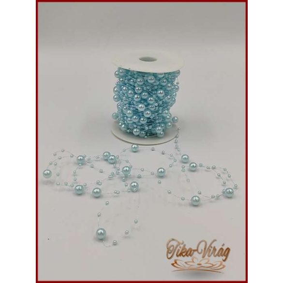Gyöngy füzér damilon 3/7mm Világos-kék színű 1 tekercs/ 20 méter 