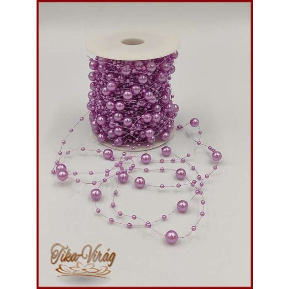 Gyöngy füzér damilon 3/7mm Lila színű 1 tekercs/ 20 méter 