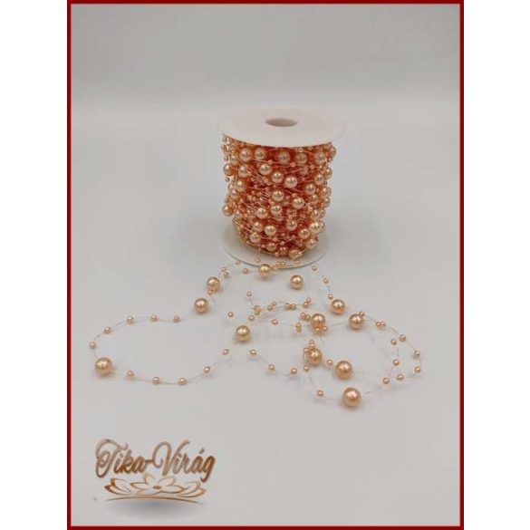 Gyöngy füzér damilon 3/7mm Barack színű 1 tekercs/ 20 méter 