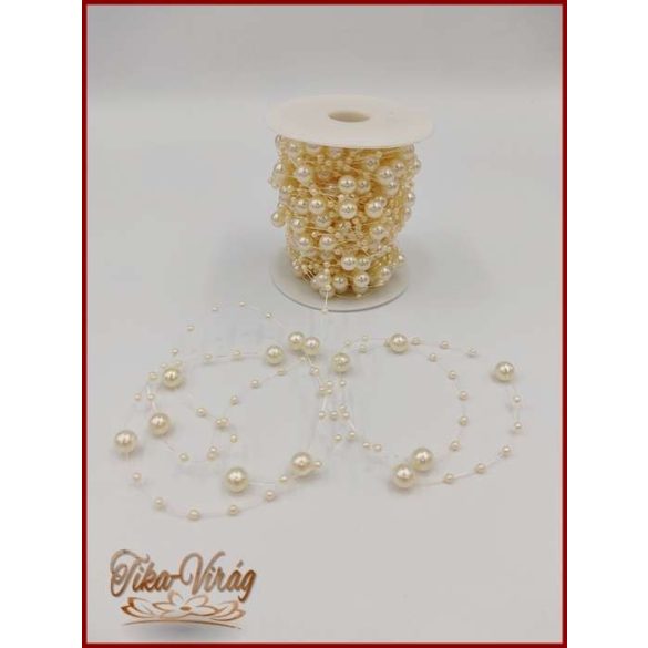 Gyöngy füzér damilon 3/7mm Krém színű 1 tekercs/ 20 méter 