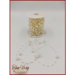   Gyöngy füzér damilon 3/7mm Ekrü színű 1 tekercs/ 20 méter 