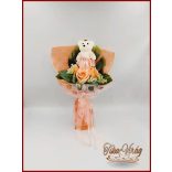 Barack maci 3 szál szappan-rózsával 