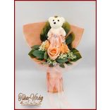 Barack maci 3 szál szappan-rózsával 