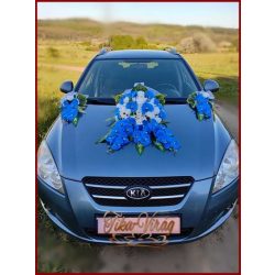Kék orchideás- fehér rózsás örök autódísz 