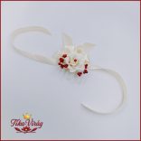 Ekrü rózsás-bordó díszítésű csuklódísz