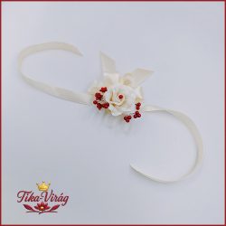 Ekrü rózsás-bordó díszítésű csuklódísz