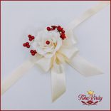 Ekrü rózsás-bordó díszítésű csuklódísz