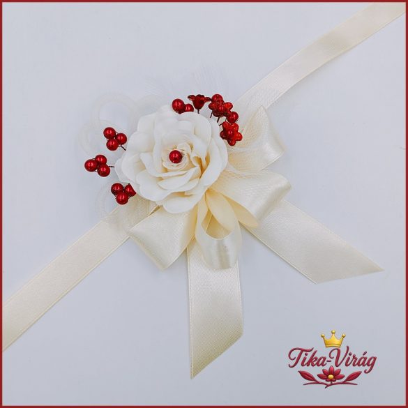 Ekrü rózsás-bordó díszítésű csuklódísz