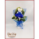 Királykék maci 3 szál szappan-rózsával 