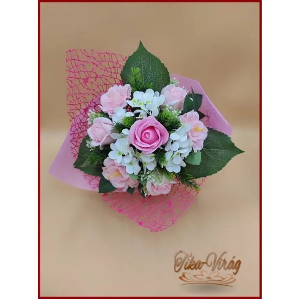 Rózsaszín vegyes szappanvirág csokor 