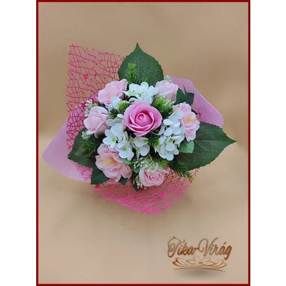 Rózsaszín vegyes szappanvirág csokor 