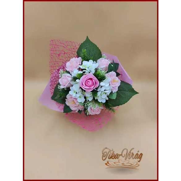 Rózsaszín vegyes szappanvirág csokor 