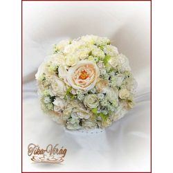   Pezsgő-arany-ekrü díszítésű menyasszonyi-örök-csokor 