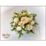 Pezsgő-arany-ekrü díszítésű asztaldísz 