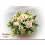 Pezsgő-arany-ekrü díszítésű asztaldísz 