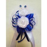 2" Bokréta, kitűző fehér-királykék 