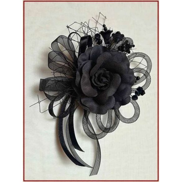 Fekete rózsás Női kitűző 