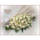 Pezsgő-arany-ekrü díszítésű asztaldísz 