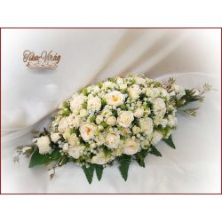 Pezsgő-arany-ekrü díszítésű asztaldísz 