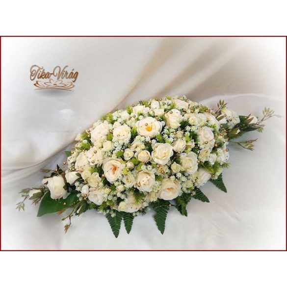 Pezsgő-arany-ekrü díszítésű asztaldísz 