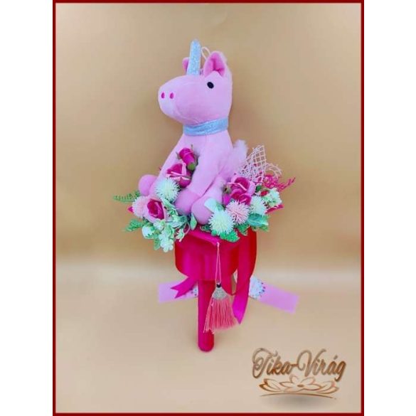 Ovis ballagási örök csokor lányoknak – rózsaszín unikornisos egyedi ajándék