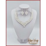 Korona fehér gyöngyökkel díszített + hozzá illő nyakék-szett variáció 180528.