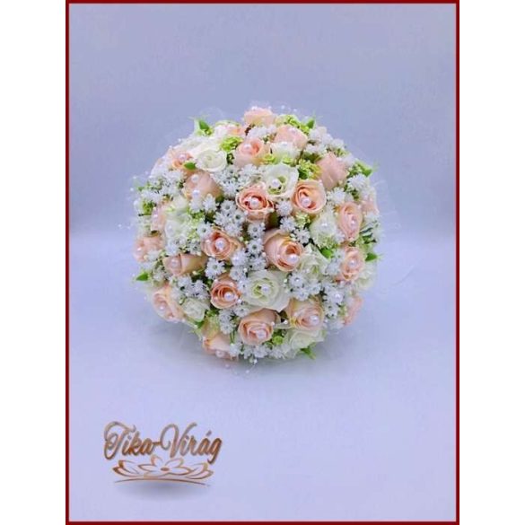 25 SZÁLAS RÓZSASZÍN-BARACKOS-FEHÉR-RÓZSÁS ÖRÖK-CSOKOR + kitűző 