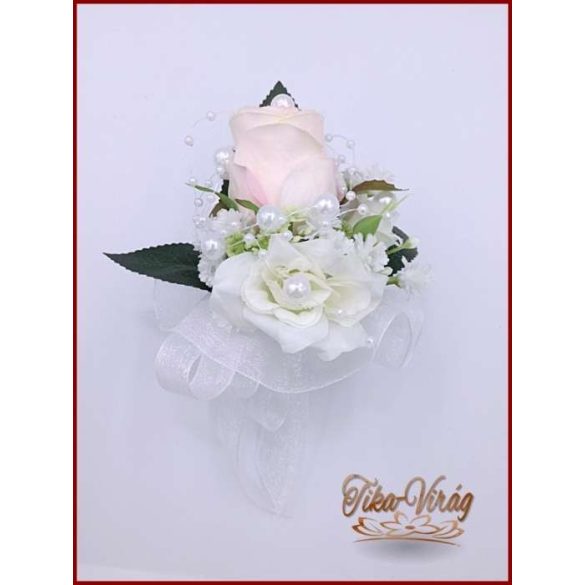 25 SZÁLAS RÓZSASZÍN-BARACKOS-FEHÉR-RÓZSÁS ÖRÖK-CSOKOR + kitűző 